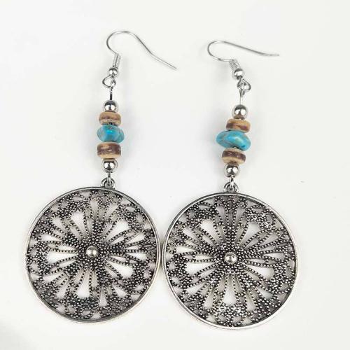 Zinc Alloy Drop Earring, with Synthetic Turquoise, vintage & fashion jewelry & for woman 
