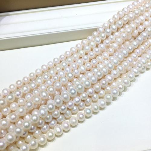 Naturel d'eau douce perles, perle d'eau douce cultivée, Légèrement rond, DIY, blanc, Pearl diameter size 9-10mm Environ 40 cm, Vendu par brin