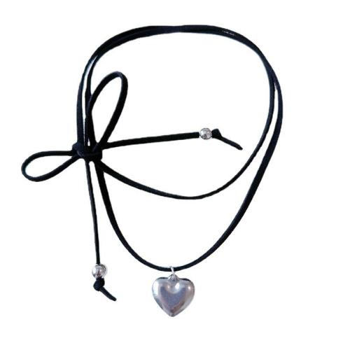 Mode Choker Halskette, Titanstahl, mit Lederband, Modeschmuck & für Frau, schwarz, Länge:ca. 120 cm, verkauft von PC