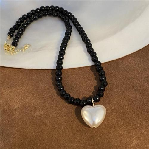 Collier de perles en plastique, perle de plastique, avec 6cm chaînes de rallonge, fait à la main, bijoux de mode & pour femme, plus de couleurs à choisir Environ 40 cm, Vendu par PC
