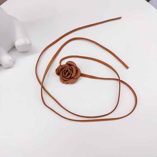 Fashion Choker Necklace, Velveteen, with Cloth, handmade, fashion jewelry & for woman, coffee color Approx 120 cm 