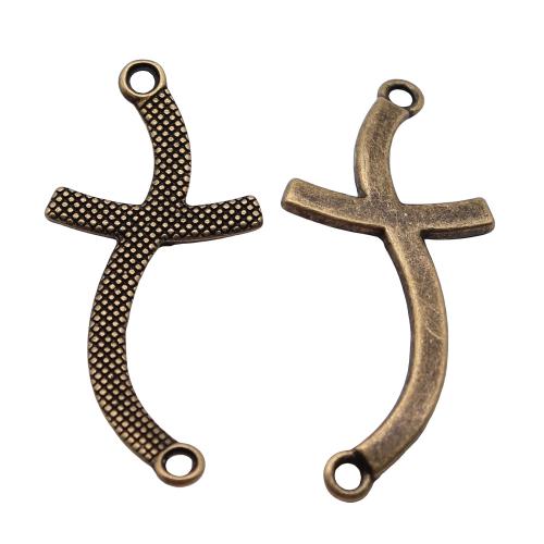 Zinc Alloy Charm Connector, Cross, antique bronze color plated, vintage & fashion jewelry & DIY & 1/1 loop 