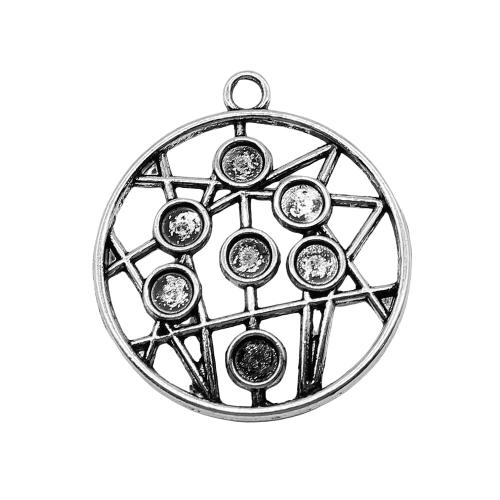 Zinc Alloy Pendant Setting, Flat Round, antique silver color plated, vintage & fashion jewelry & DIY & hollow 