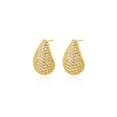 Cubic Zirconia Micro Pave Brass Earring, Teardrop, high quality plated, fashion jewelry & micro pave cubic zirconia & for woman [