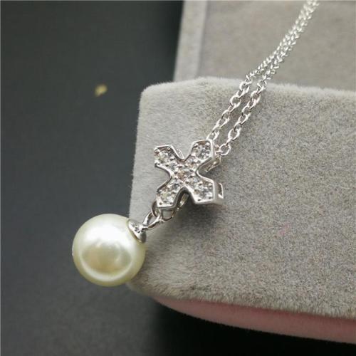 Sterling Silver Pearl Necklace, 925 Sterling Silver, with Freshwater Pearl, with 5cm extender chain, fashion jewelry & for woman & with rhinestone Approx 40 cm 