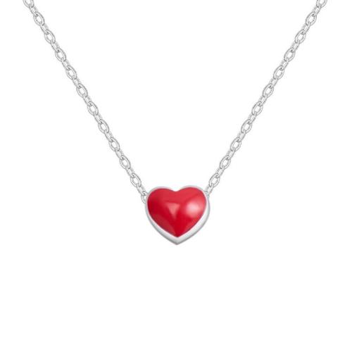 Sterling Silver Jewelry Necklace, 925 Sterling Silver, with 4cm extender chain, Heart, fashion jewelry & for woman & epoxy gel Approx 40 cm 