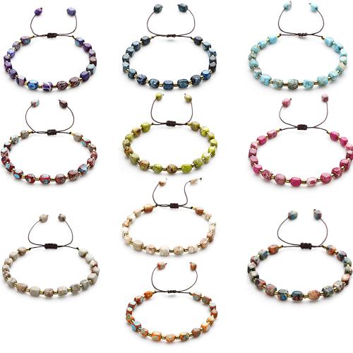 Gemstone Bracelets, with Wax Cord, handmade & for woman Approx 18-32 cm [