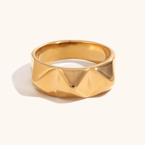 Stainless Steel Finger Ring, 316L Stainless Steel, 18K gold plated, fashion jewelry & for woman, golden 