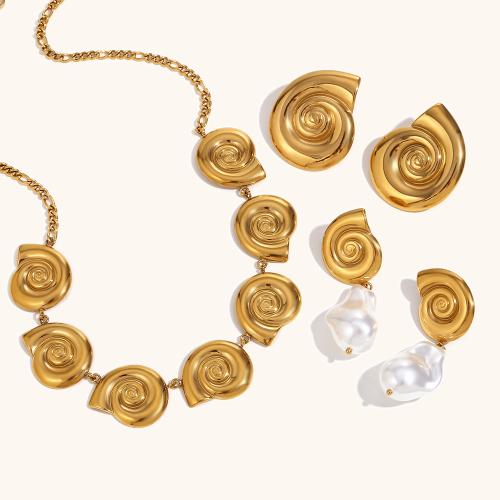 Fashion Stainless Steel Jewelry Sets, 316L Stainless Steel, with Plastic Pearl, 18K gold plated, fashion jewelry & for woman, golden 