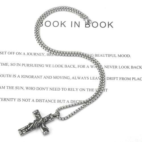 Stainless Steel Jewelry Necklace, 304 Stainless Steel, Cross & Unisex 
