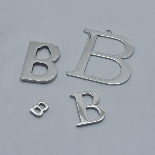 Stainless Steel Letter Pendant, 304 Stainless Steel, Letter B, polished, DIY original color 
