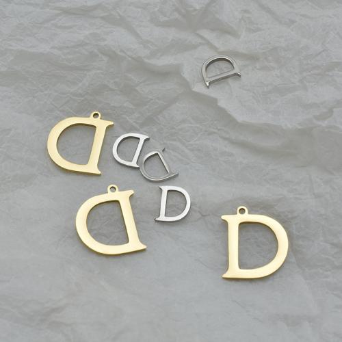 Stainless Steel Letter Pendant, 304 Stainless Steel, Letter D, Vacuum Ion Plating, DIY 