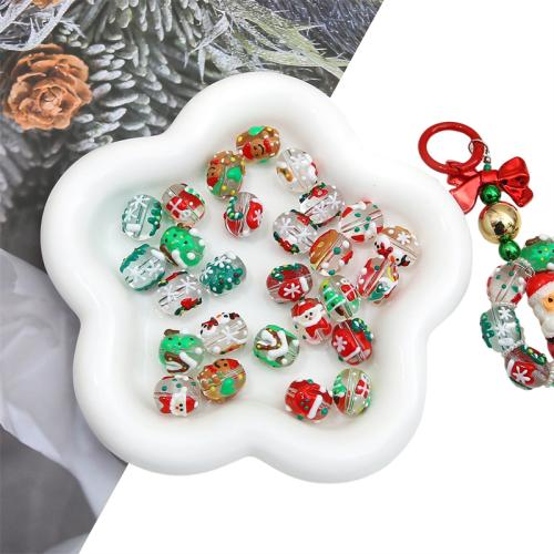 Abalorios de murano de Navidad, Cristal de murano, Bricolaje & diferentes patrones para la opción, más colores para la opción, 14x16mm, Vendido por UD