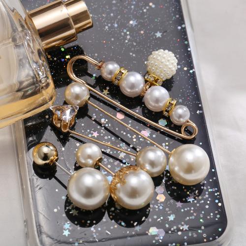 Plastic Pearl Brooch, Zinc Alloy, with Plastic Pearl, Unisex [