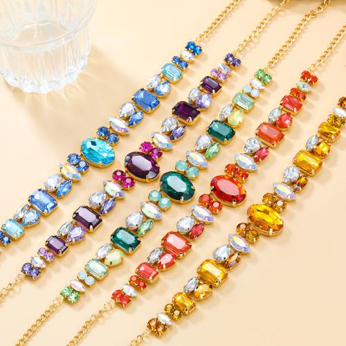 Rhinestone Zinc Alloy Necklace, with Glass Rhinestone, with 2.51 Inch extender chain, fashion jewelry & for woman & with rhinestone .49 Inch 