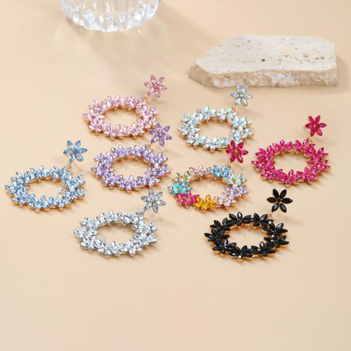 Zinc alliage strass Stud Earring, alliage de zinc, fleur, pour femme & avec strass & creux, plus de couleurs à choisir Vendu par paire