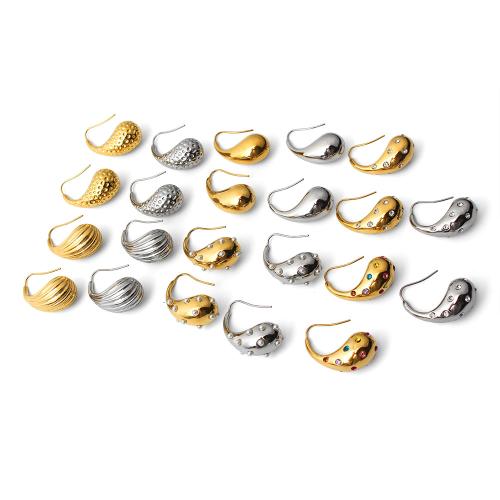 Edelstahl Stud Ohrring, 304 Edelstahl, mit Kunststoff Perlen, plattiert, verschiedene Stile für Wahl & Micro pave Zirkonia & für Frau, keine, verkauft von Strang