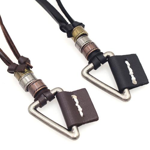 Zinc Alloy Necklace, with leather cord, vintage The leather rope is 20cm long and can be pulled to a maximum of 40cm 