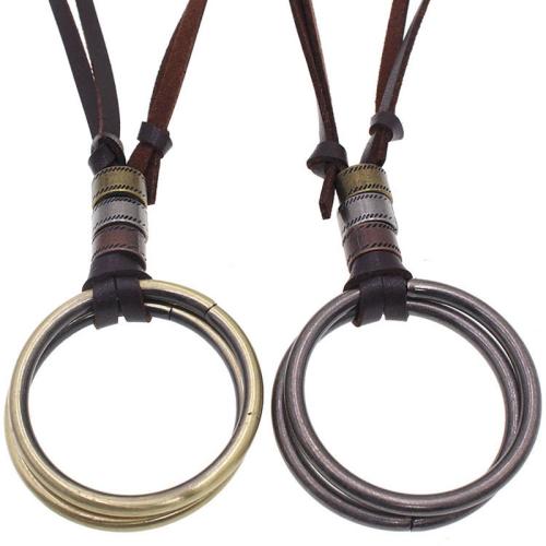 Zink Legierung Halskette, Zinklegierung, mit Lederband, plattiert, Vintage & unisex, keine, The leather rope is 20cm long and can be pulled to a maximum of 40cm, verkauft von PC