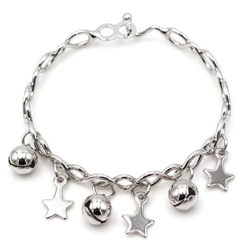 Fashion Zinc Alloy Bracelets, plated, for woman, silver color, The inner circumference is 16cm 