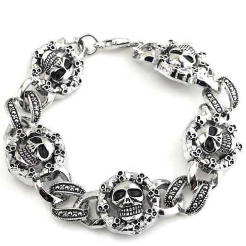 Fashion Zinc Alloy Bracelets, plated, punk style & for man, silver color cm 