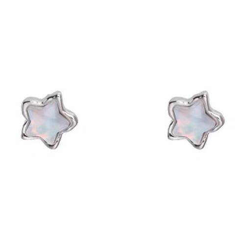Zinc Alloy Stud Earring, Star, silver color plated & micro pave cubic zirconia & for woman, earring length 10-15mm 