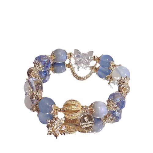Zinc Alloy Bracelet, with Glass, plated & for woman Approx 6-8 Inch [