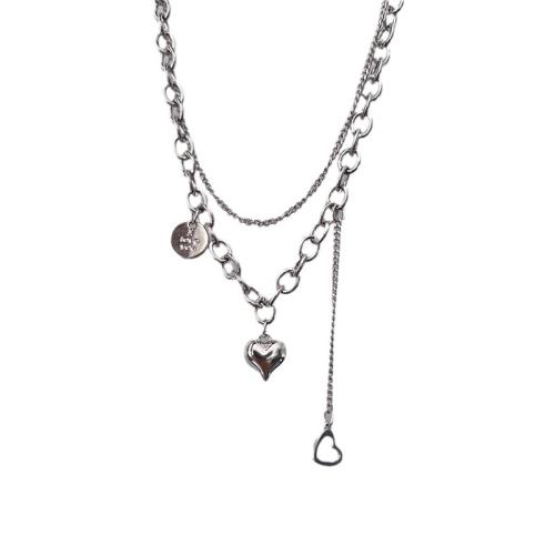 Zinc Alloy Necklace, with 6cm extender chain, silver color plated, Double Layer & fashion jewelry & for woman Approx 42 cm, Approx 45 cm 