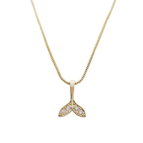 Zinc Alloy Necklace, with Titanium Steel & brass chain, with 6cm extender chain, fashion jewelry & micro pave cubic zirconia & for woman, golden Approx 40 cm 