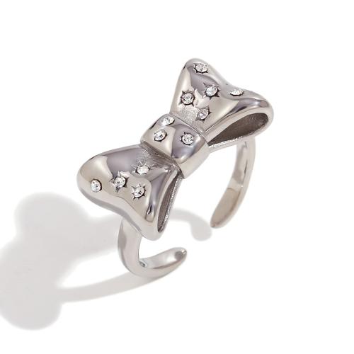 Нержавеющая сталь Rhinestone палец кольцо, Нержавеющая сталь 316, ювелирные изделия моды & Женский & со стразами, Много цветов для выбора, продается PC