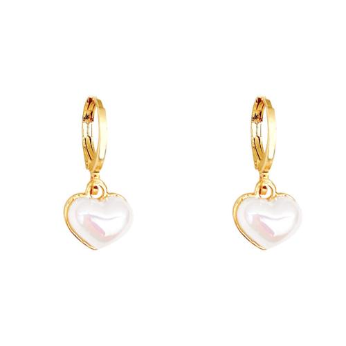 Messing Tropfen Ohrring, mit Kunststoff Perlen, hochwertige plattiert und nie verblassen, Modeschmuck & für Frau, goldfarben, 21x9mm, verkauft von Paar