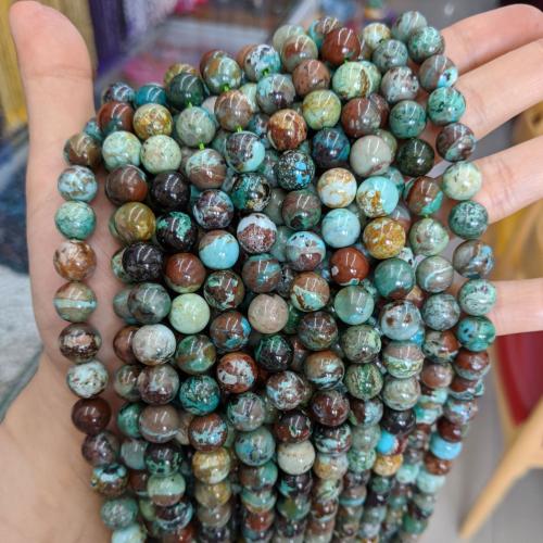 Natural Turquoise Beads, Phoenix Turquoise, Round, polished, fashion jewelry & DIY mixed colors Approx 38 cm 