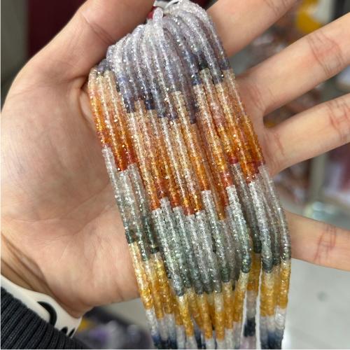 Single Gemstone Beads, Natural Stone, Flat Round, fashion jewelry & DIY & faceted, mixed colors Approx 38 cm 
