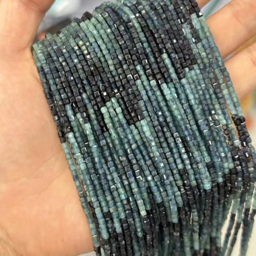 Natürlicher Turmalin Perlen, Quadrat, poliert, Modeschmuck & DIY, gemischte Farben, 2mm, ca. 130PCs/Strang, verkauft von Strang