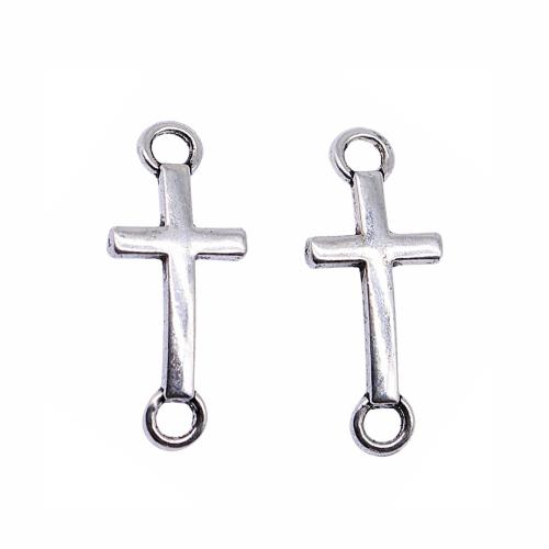 Zinc Alloy Charm Connector, Cross, antique silver color plated, vintage & fashion jewelry & DIY & 1/1 loop 