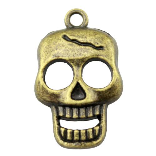 Pendentifs crâne en alliage de zinc, crane, Plaqué de couleur de bronze antique, Vintage & bijoux de mode & DIY & creux Vendu par PC