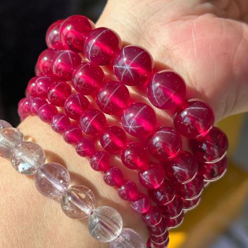 Jade Bracelets, Ruby Alumina, Round, polished, fashion jewelry & Unisex red, Approx [