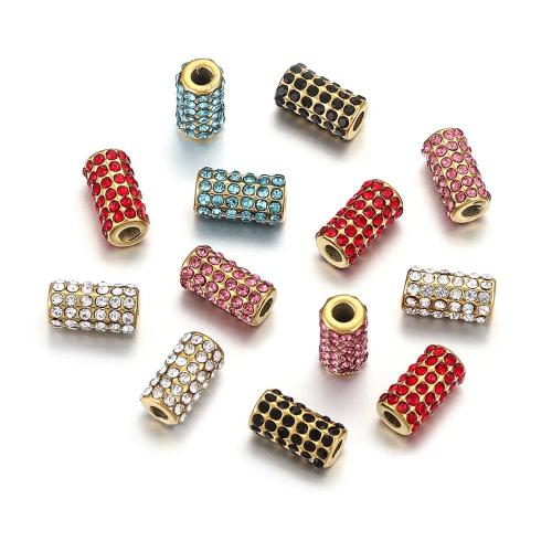 Stainless Steel Beads, 304 Stainless Steel, DIY & with rhinestone 10.5mm 