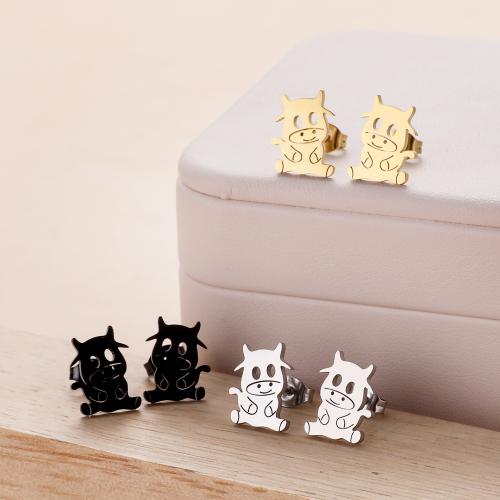 Stainless Steel Stud Earring, 304 Stainless Steel, Cow, fashion jewelry & for woman 