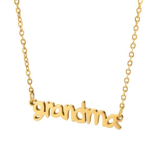 Stainless Steel Jewelry Necklace, 304 Stainless Steel, Alphabet Letter, Vacuum Ion Plating, Mother Day Jewelry & for woman cm 