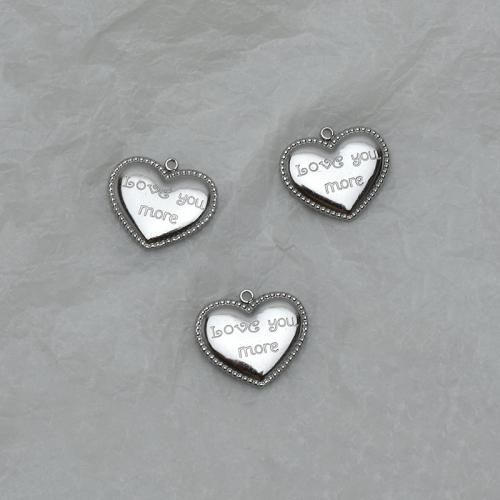 Stainless Steel Heart Pendants, 304 Stainless Steel, polished, DIY, original color [