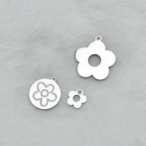 Stainless Steel Flower Pendant, 304 Stainless Steel, polished, DIY original color 