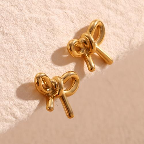 Stainless Steel Stud Earring, 304 Stainless Steel, Bowknot, plated, for woman 