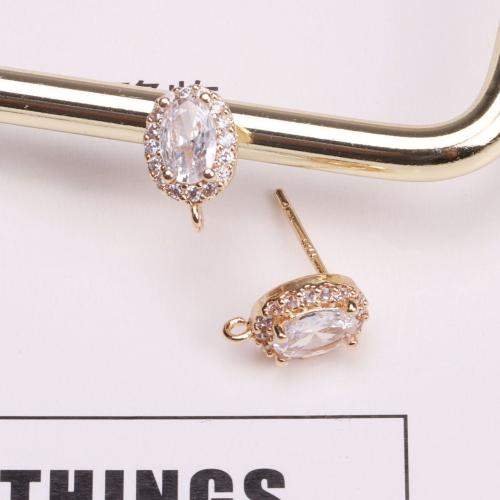 Brass Earring Stud Component, gold color plated, DIY & micro pave cubic zirconia & for woman 