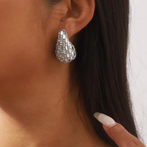 Rhinestone Stud Earring, Teardrop, fashion jewelry [