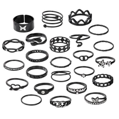 Zinc Alloy Ring Set, fashion jewelry & Unisex & with rhinestone 