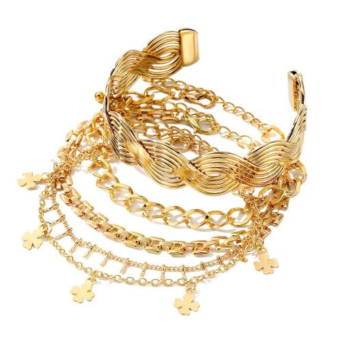 Fashion Zinc Alloy Bracelets, plated, 5 pieces & fashion jewelry & for woman, gold 