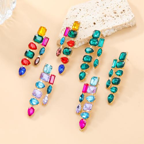 Zinc alliage strass Stud Earring, alliage de zinc, bijoux de mode & pour femme & avec strass, plus de couleurs à choisir Vendu par paire
