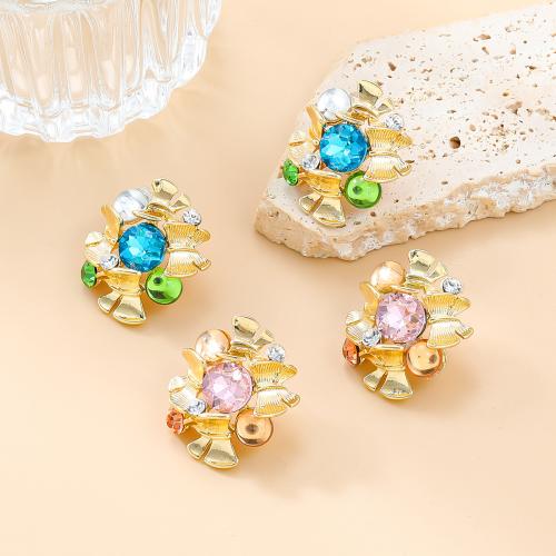 Zinc Alloy Rhinestone Stud Earring, Flower, fashion jewelry & for woman & with rhinestone 