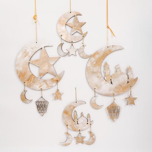 Hanging Ornaments, Middle Density Fibreboard, with Wax Cord, for home and office  golden 